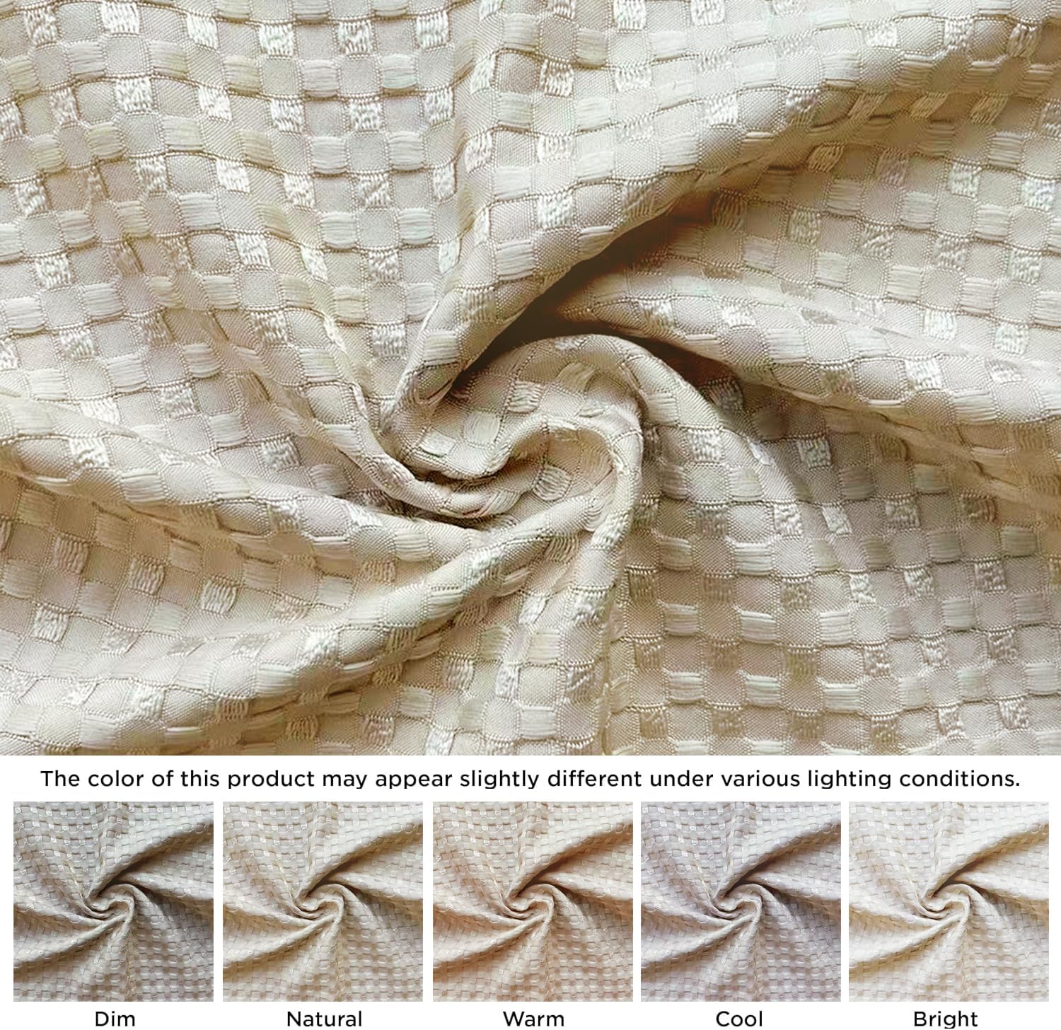 MIYE Pleated Waffle Weave Bed Skirt, Tailored Dust Ruffle 12 Inch Drop Easy Fit, Machine Washable,No Split Corners (Beige, Queen - 12" Drop) - Image 2