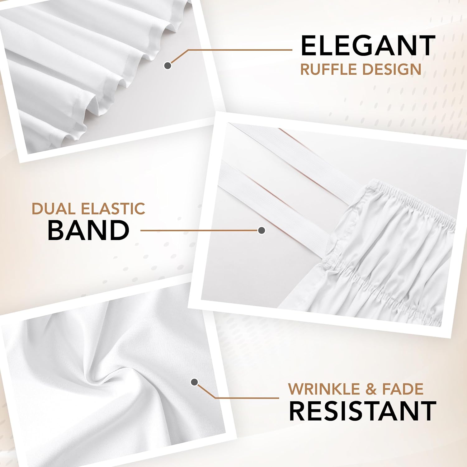Wrap Around Ruffle Queen Size Bed Skirt – Adjustable Buckle & Elastic Belt for Easy Installation, 16 Inch Drop – Brushed Microfiber - Machine Washable, Fade and Wrinkle Resistant, White - Image 6