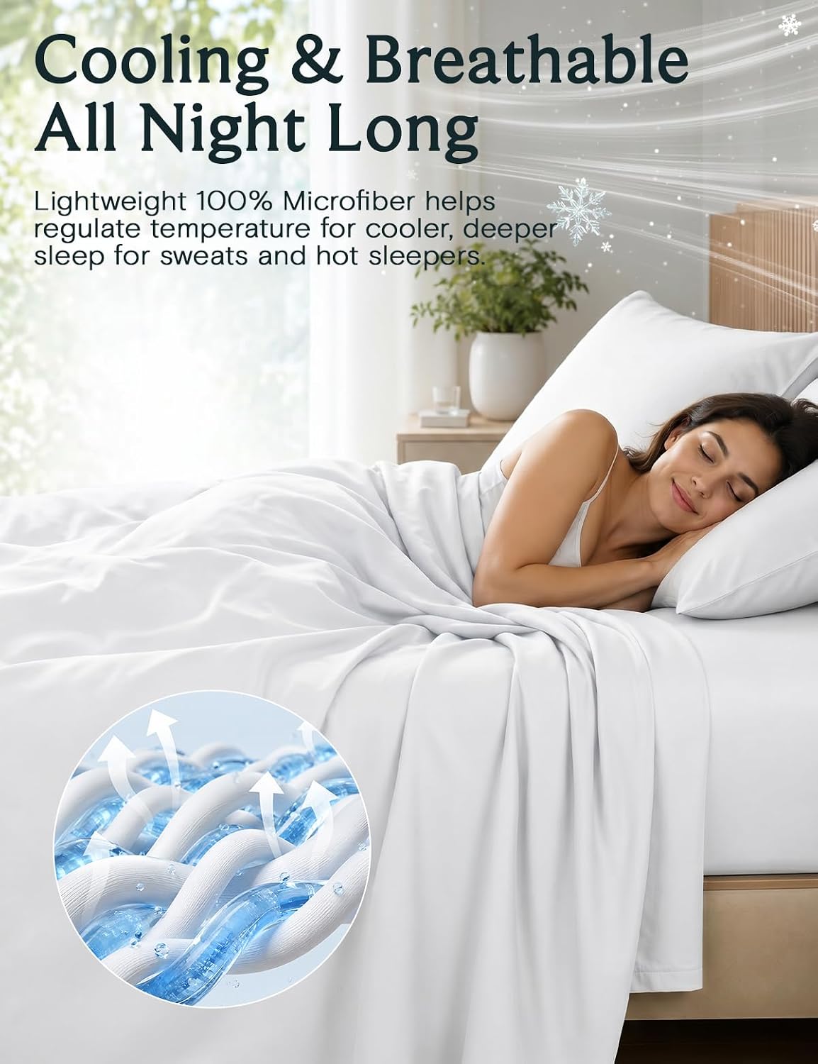 LuxClub Queen Sheet Set, Bed Sheets Queen Size 4PC, Deep Pocket Cooling Bed Sheets, Soft Hotel Luxury Bedding for Mattress Wrinkle Free, Silky Fitted Sheet & Pillowcase Sets, White - Image 7