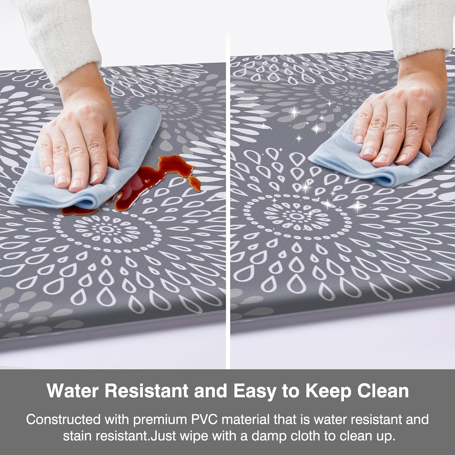 LuxStep Kitchen Mats for Floor,Cushioned Rug Anti-Fatigue Mats for Kitchen Decor Accessories,Waterproof Non-Slip Mats and Rugs Set for Office,Floor,Laundry 17.3"×30"+17.3"×47",Grey - Image 6