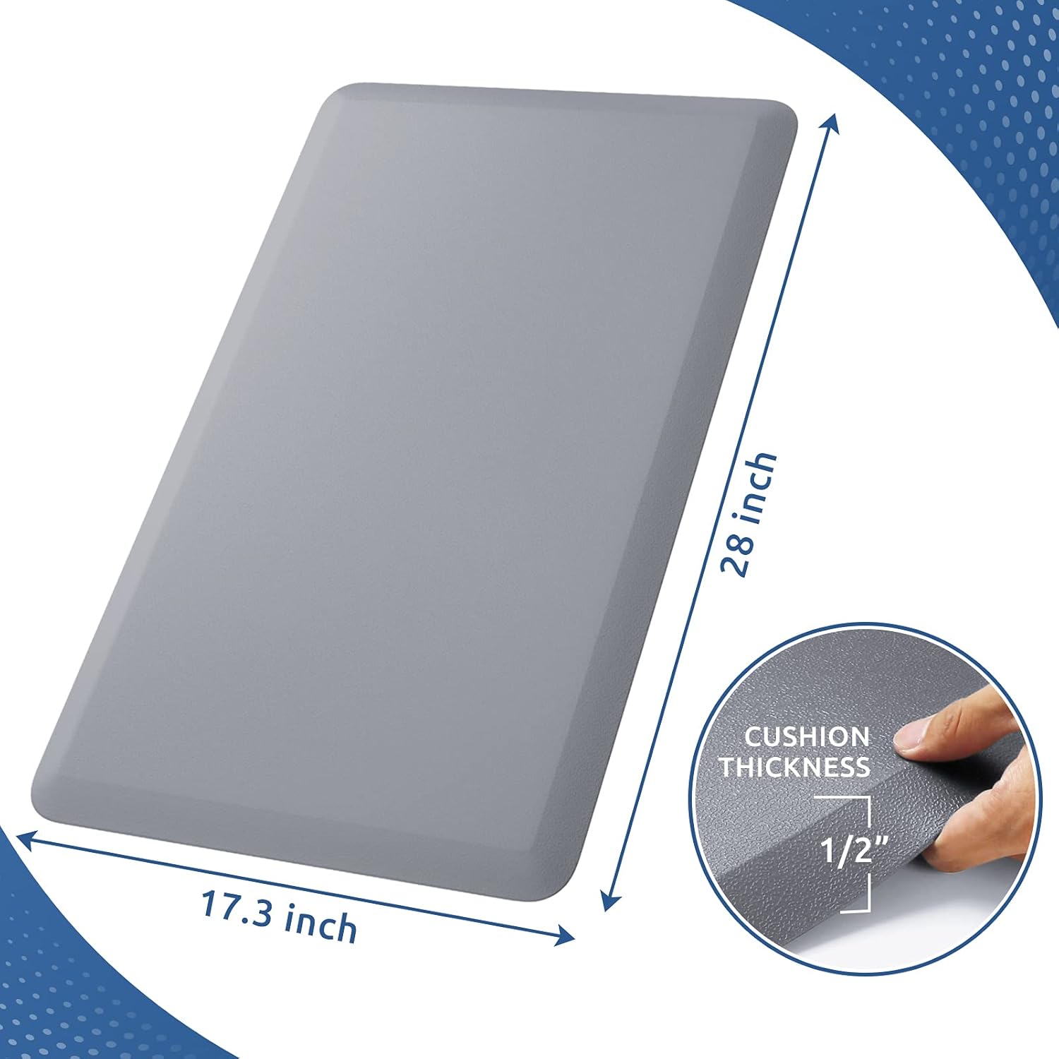 KitchenClouds Kitchen Mat Cushioned Anti Fatigue Rug 17.3"x28" Waterproof Non Slip Standing Desk Mat Comfort Floor Mats for Kitchen House Sink Office (Grey) - Image 2