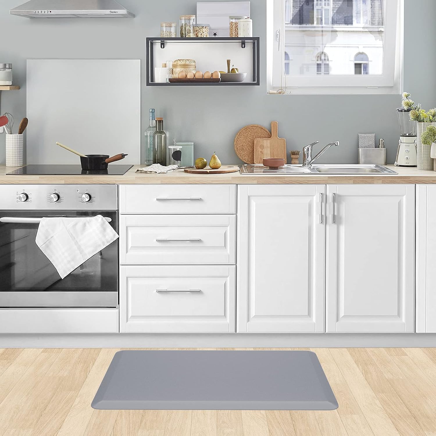 KitchenClouds Kitchen Mat Cushioned Anti Fatigue Rug 17.3"x28" Waterproof Non Slip Standing Desk Mat Comfort Floor Mats for Kitchen House Sink Office (Grey) - Image 7